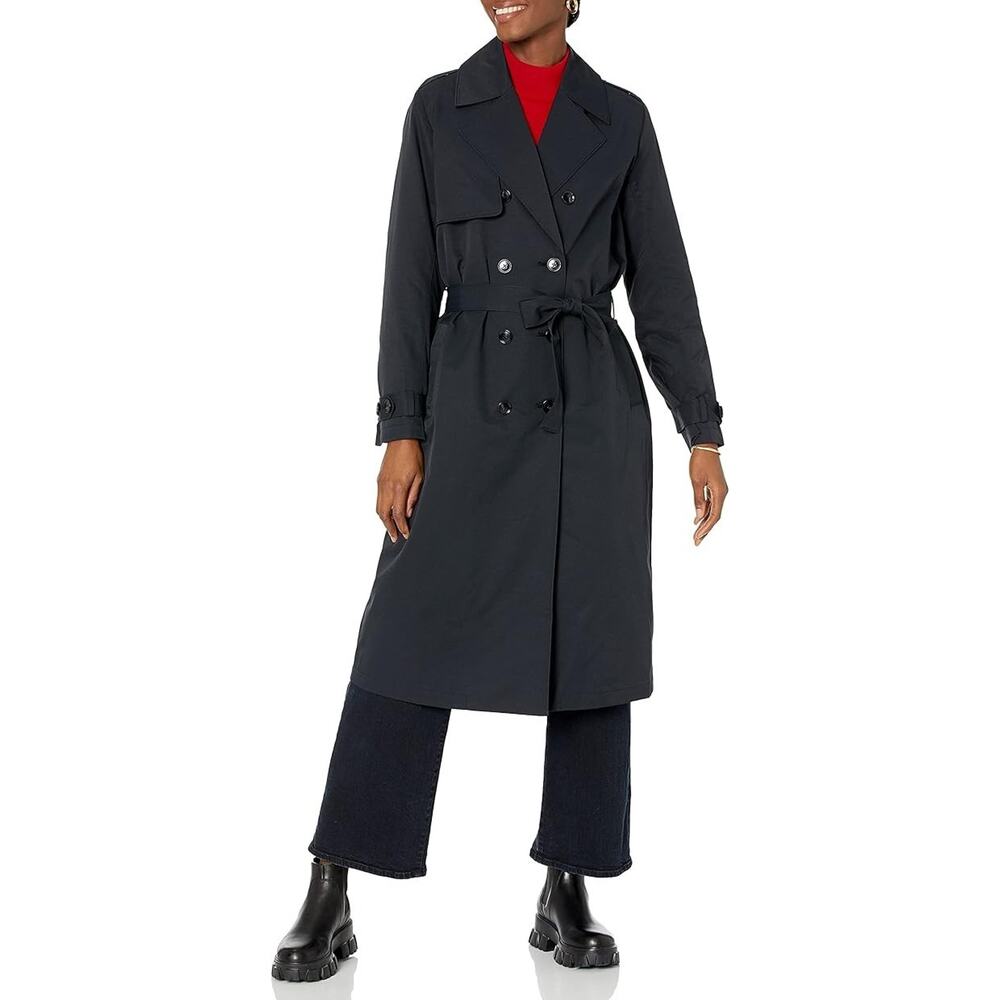 The Drop Women's Noa Trench Coat Black Size Small‎ NWT Classic Double Breast